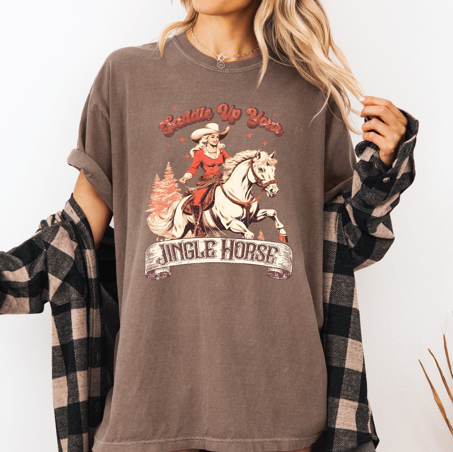 Saddle Up Your Jingle Horse, Cowboy, Cowgirl, Christmas Carol, Western Tshirt Comfort Colors T-Shirt