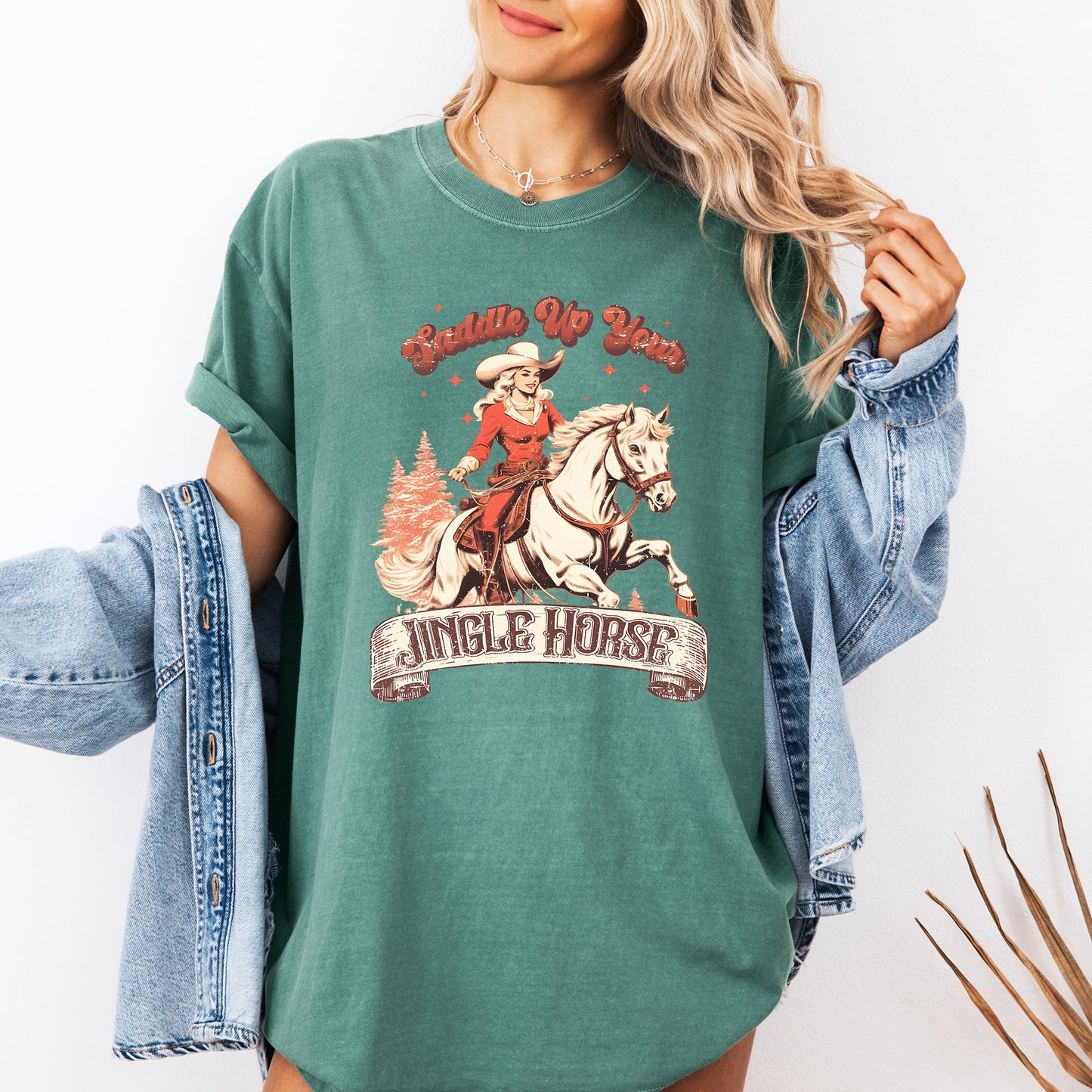 Saddle Up Your Jingle Horse, Cowboy, Cowgirl, Christmas Carol, Western Tshirt Comfort Colors T-Shirt