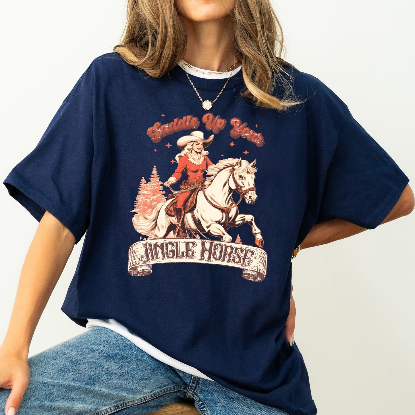 Saddle Up Your Jingle Horse, Cowboy, Cowgirl, Christmas Carol, Western Tshirt Comfort Colors T-Shirt