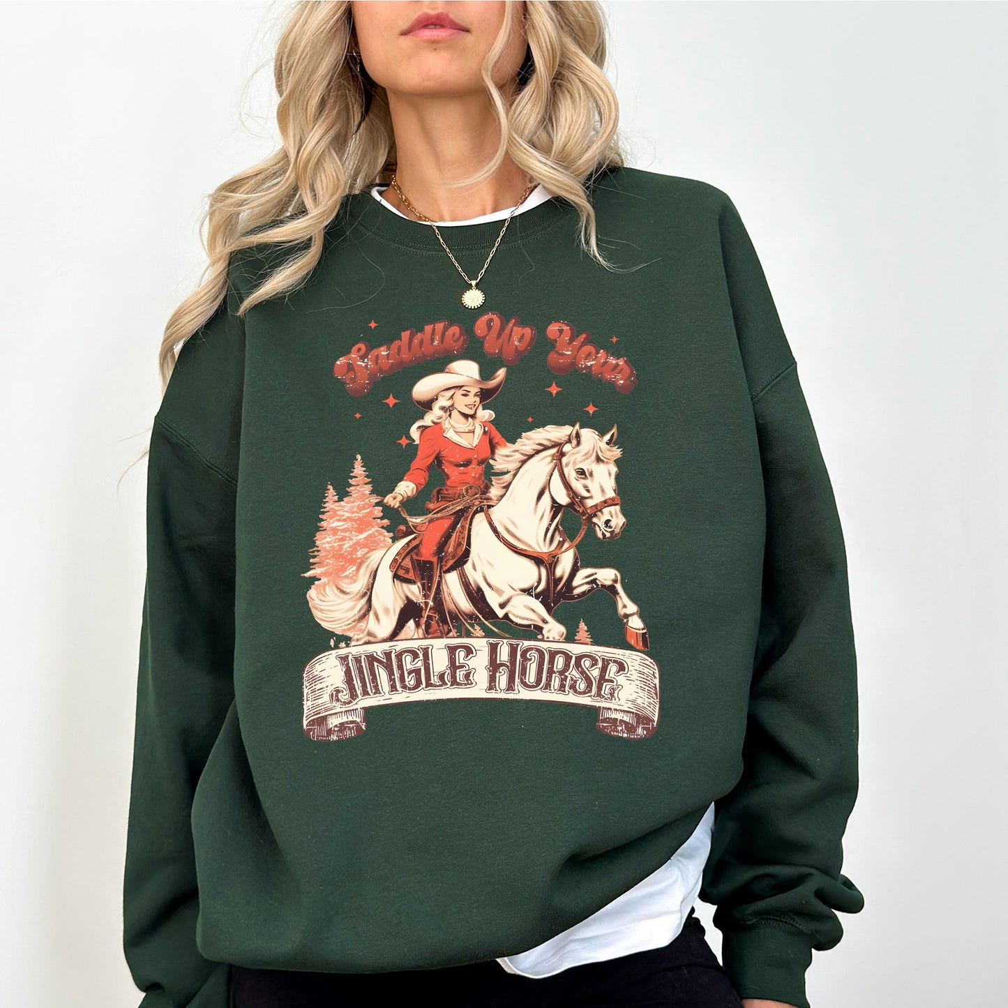 Saddle Up Your Jingle Horse, Cowboy, Cowgirl, Christmas Carol, Western Sweatshirt