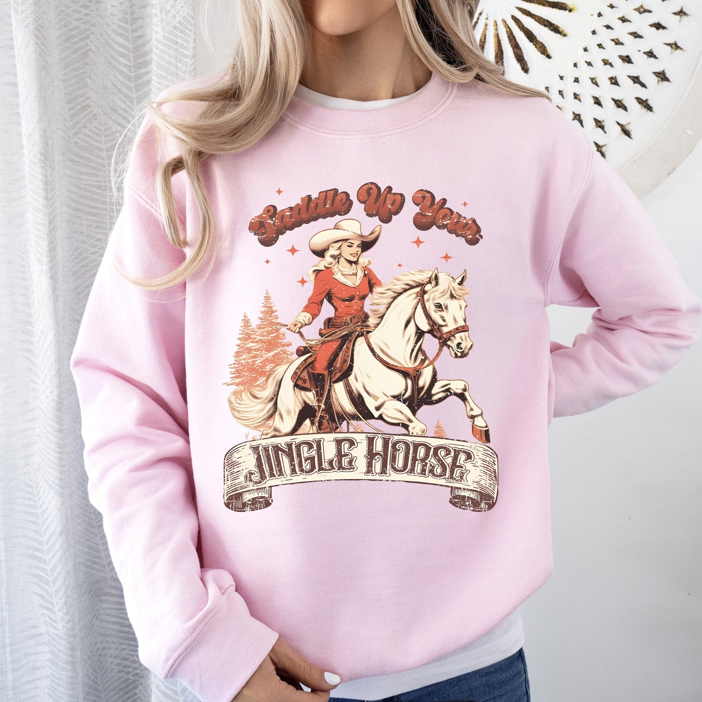 Saddle Up Your Jingle Horse, Cowboy, Cowgirl, Christmas Carol, Western Sweatshirt