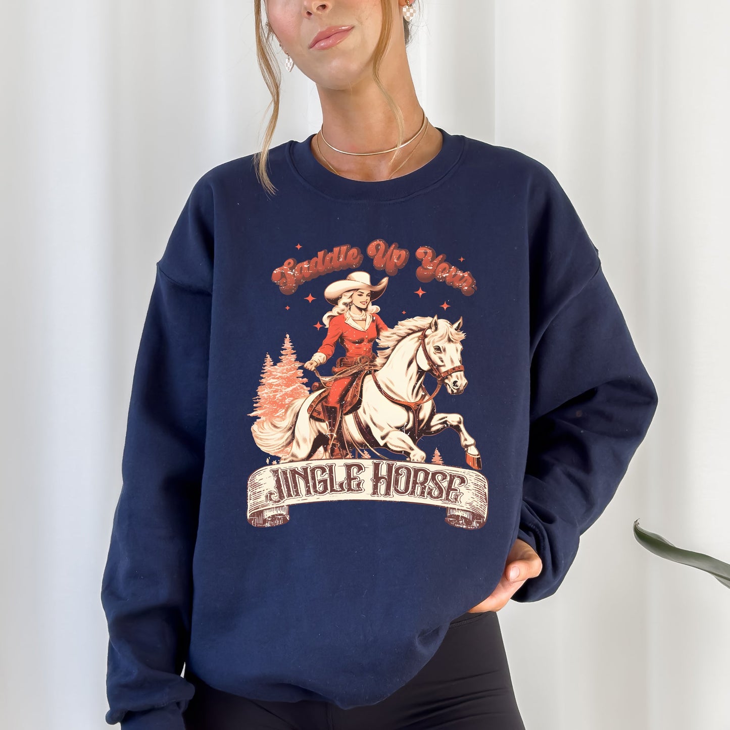 Saddle Up Your Jingle Horse, Cowboy, Cowgirl, Christmas Carol, Western Sweatshirt