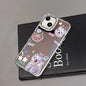 Blue Silver Plated Mirror English Transparent Frame Phone Case