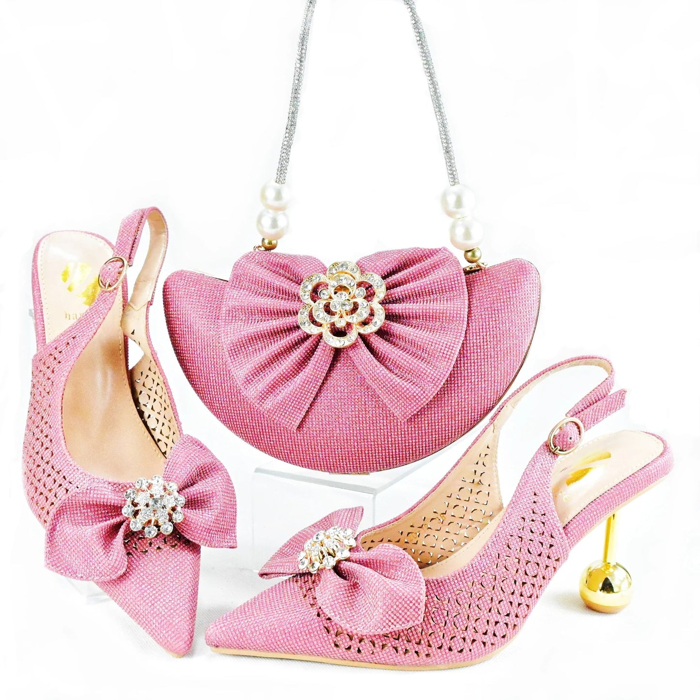 New Arrival African Wedding Shoes and Bag Set HAS1-21