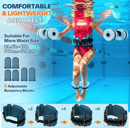 6-Piece Aqua Fitness Set – Swim Belt, Ankle Weights & Water Exercise Equipment for Pool Therapy