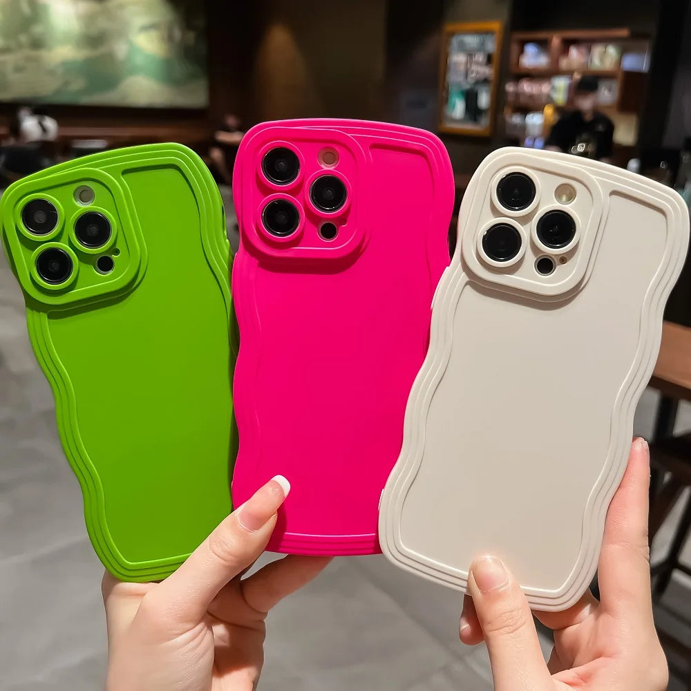 Fashion Cute Solid Curly Wave Phone Case