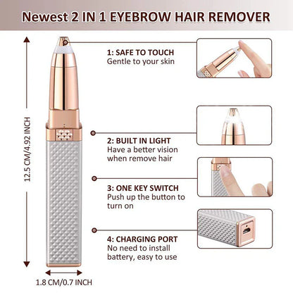Women's Electric Eyebrow Trimmer Rechargeable Hair Removal Shaving Lip Bikini Lady Shaver Remover Body Facial Nose Epilator