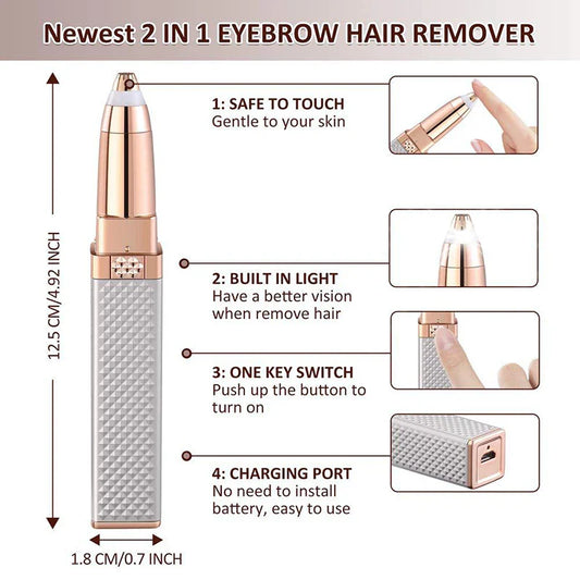 Women's Electric Eyebrow Trimmer Rechargeable Hair Removal Shaving Lip Bikini Lady Shaver Remover Body Facial Nose Epilator