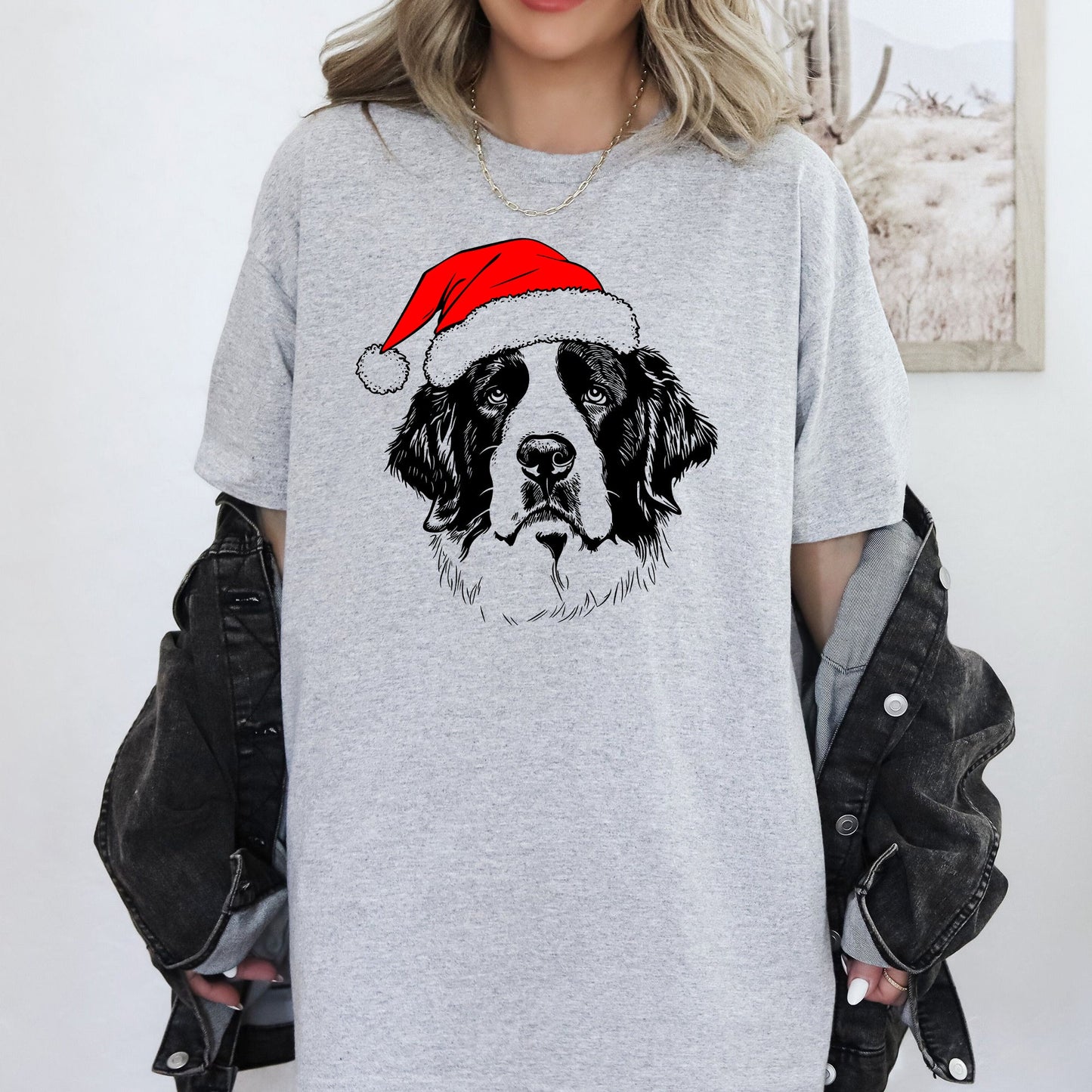 Saint Bernard, Santa, Dog, Christmas, Dog Lover, Pet T-Shirt Comfort Colors T-Shirt