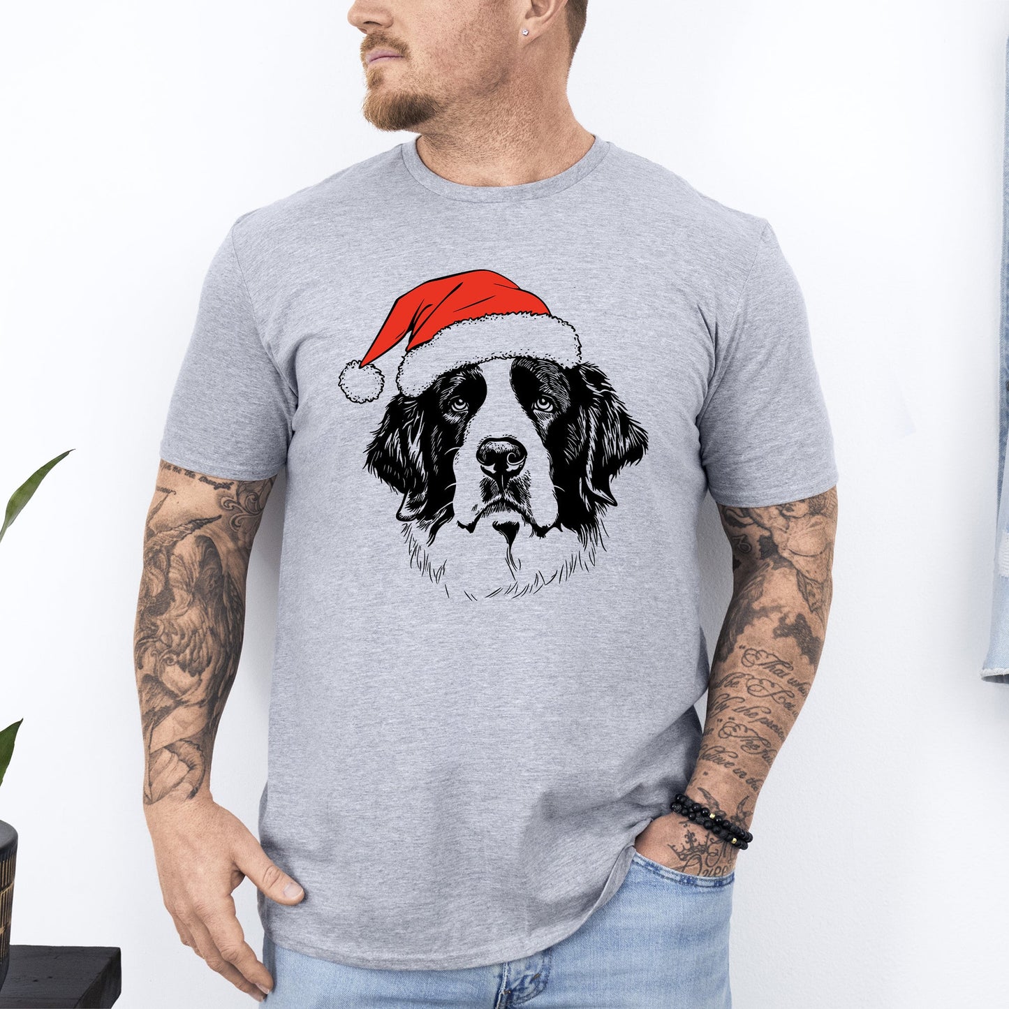 Saint Bernard, Santa, Dog, Christmas, Dog Lover, Pet T-Shirt Comfort Colors T-Shirt