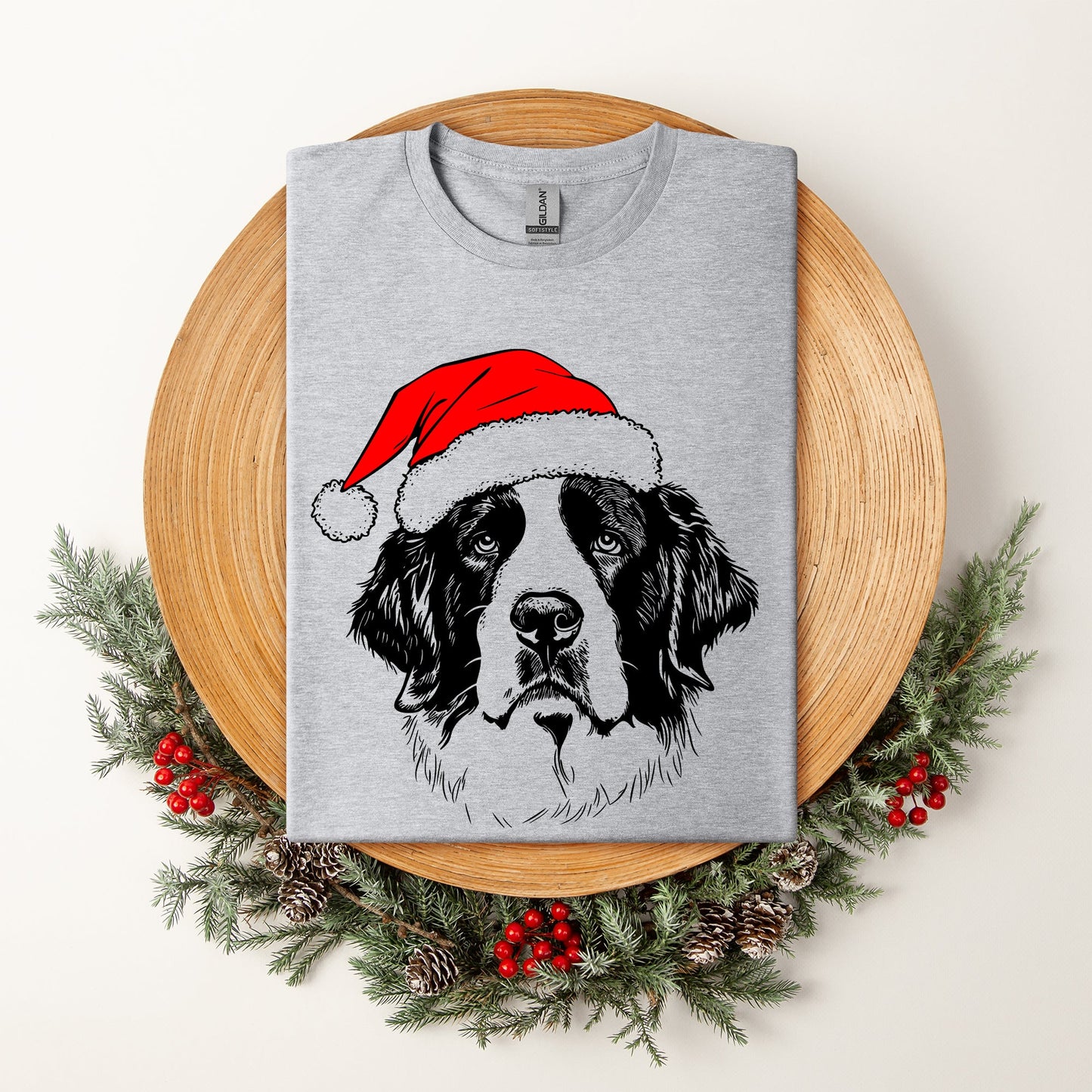Saint Bernard, Santa, Dog, Christmas, Dog Lover, Pet T-Shirt Comfort Colors T-Shirt