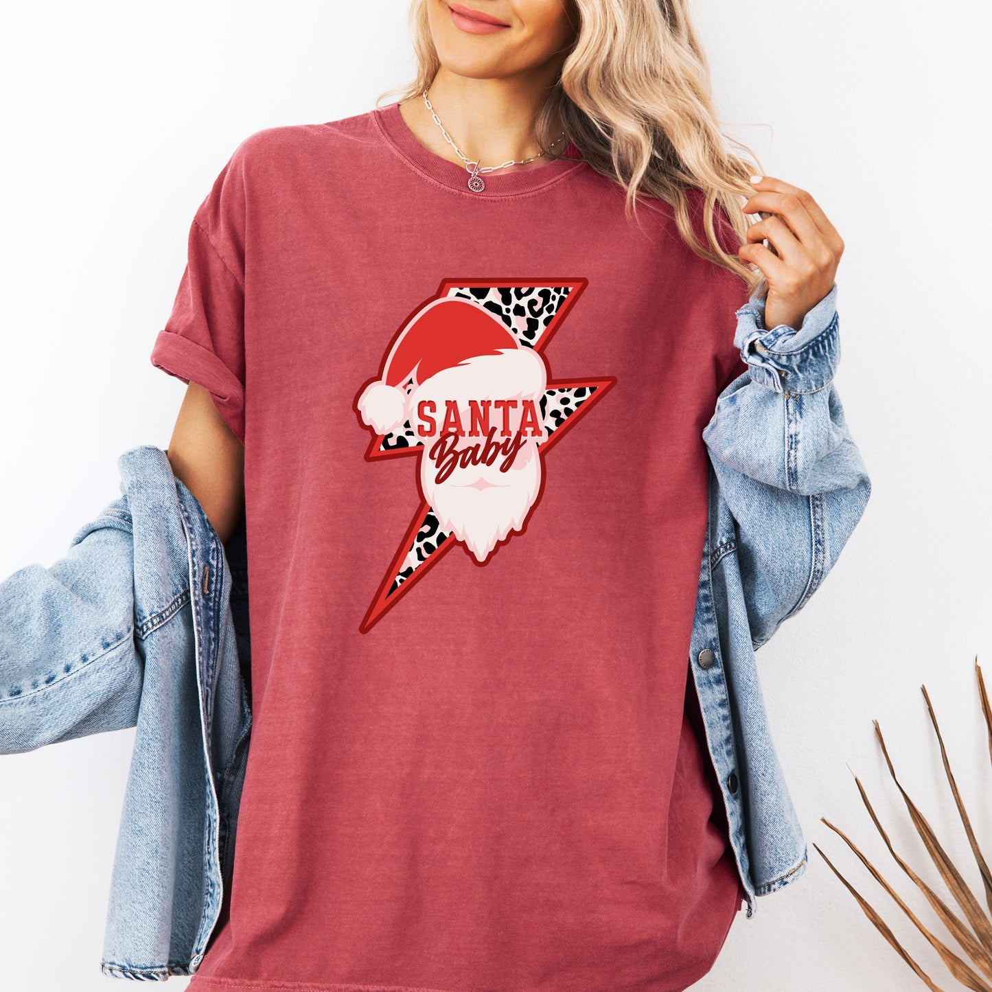Santa Baby, Lightening Bolt, Christmas, Retro, Rock and Roll, Xmas Tshirt Comfort Colors T-Shirt
