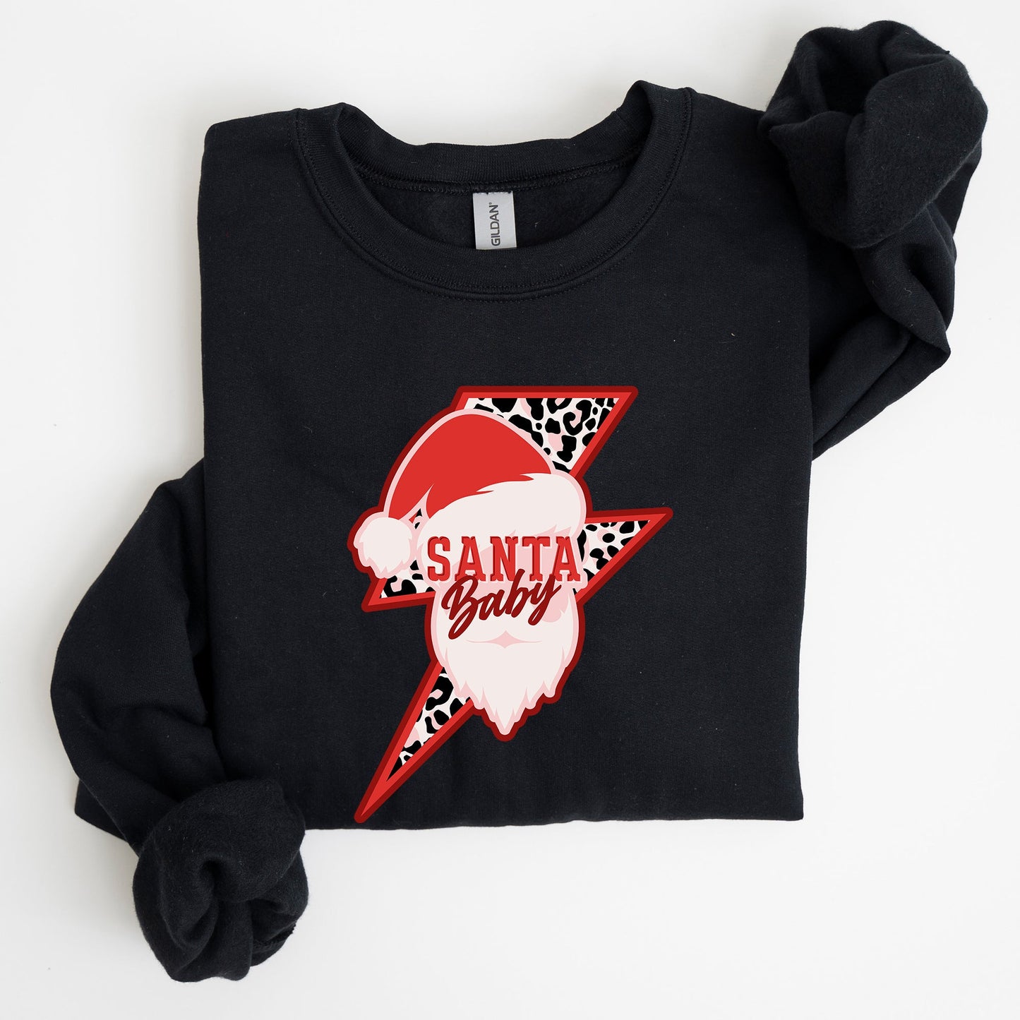 Santa Baby, Lightening Bolt, Christmas, Retro, Rock and Roll, Xmas Sweatshirt