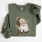 Santa Believe, Retro, Snowflakes, Christmas, Winter, Snow, Xmas Sweatshirt