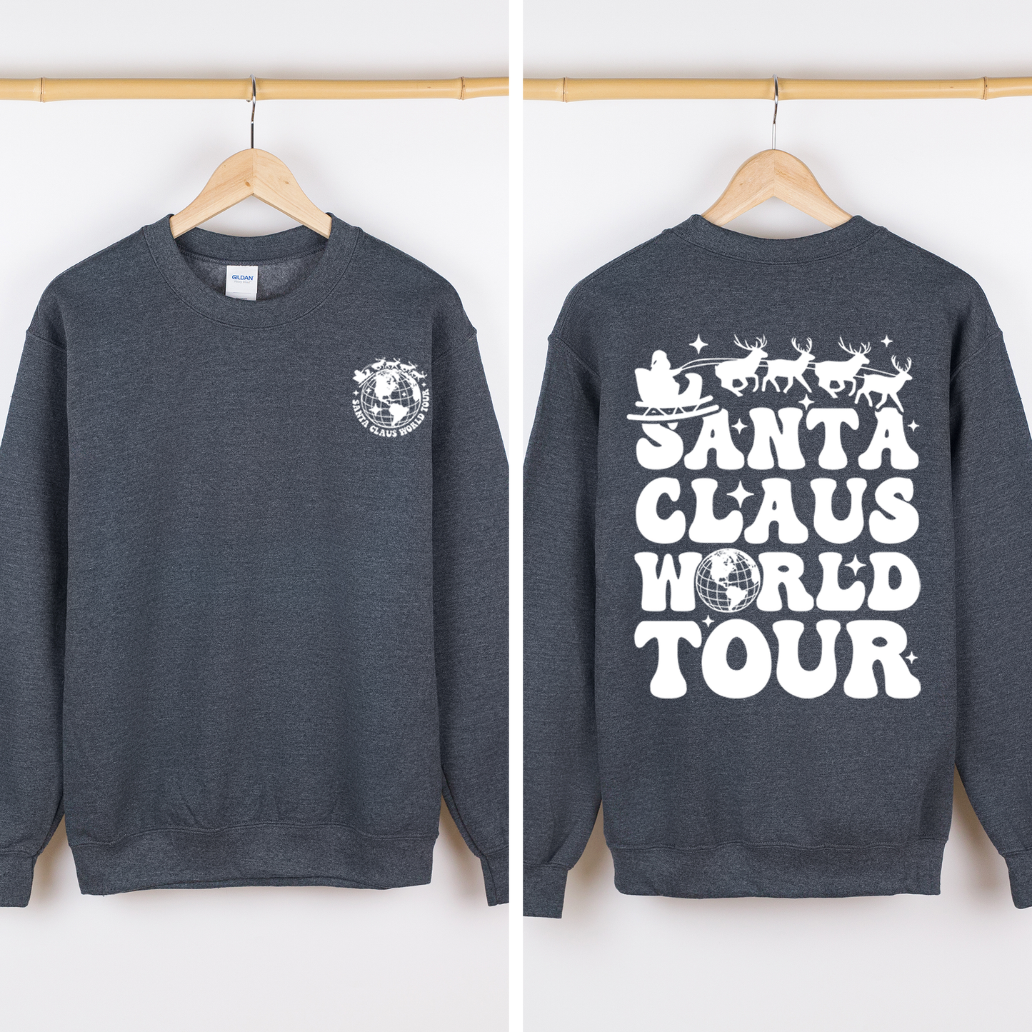 Santa Claus World Tour, Front and Back, Christmas, Retro, Sweatshirt