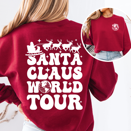 Santa Claus World Tour, Front and Back, Christmas, Retro, Sweatshirt