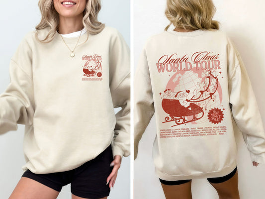 Santa Claus World Tour, Red, Christmas, Sleigh, Reindeer, Magic, Winter, Xmas Sweatshirt