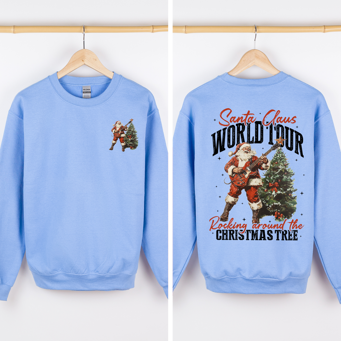 Santa Claus World Tour, Rocking Around The Christmas Tree, Retro, Front and Back Sweatshirt
