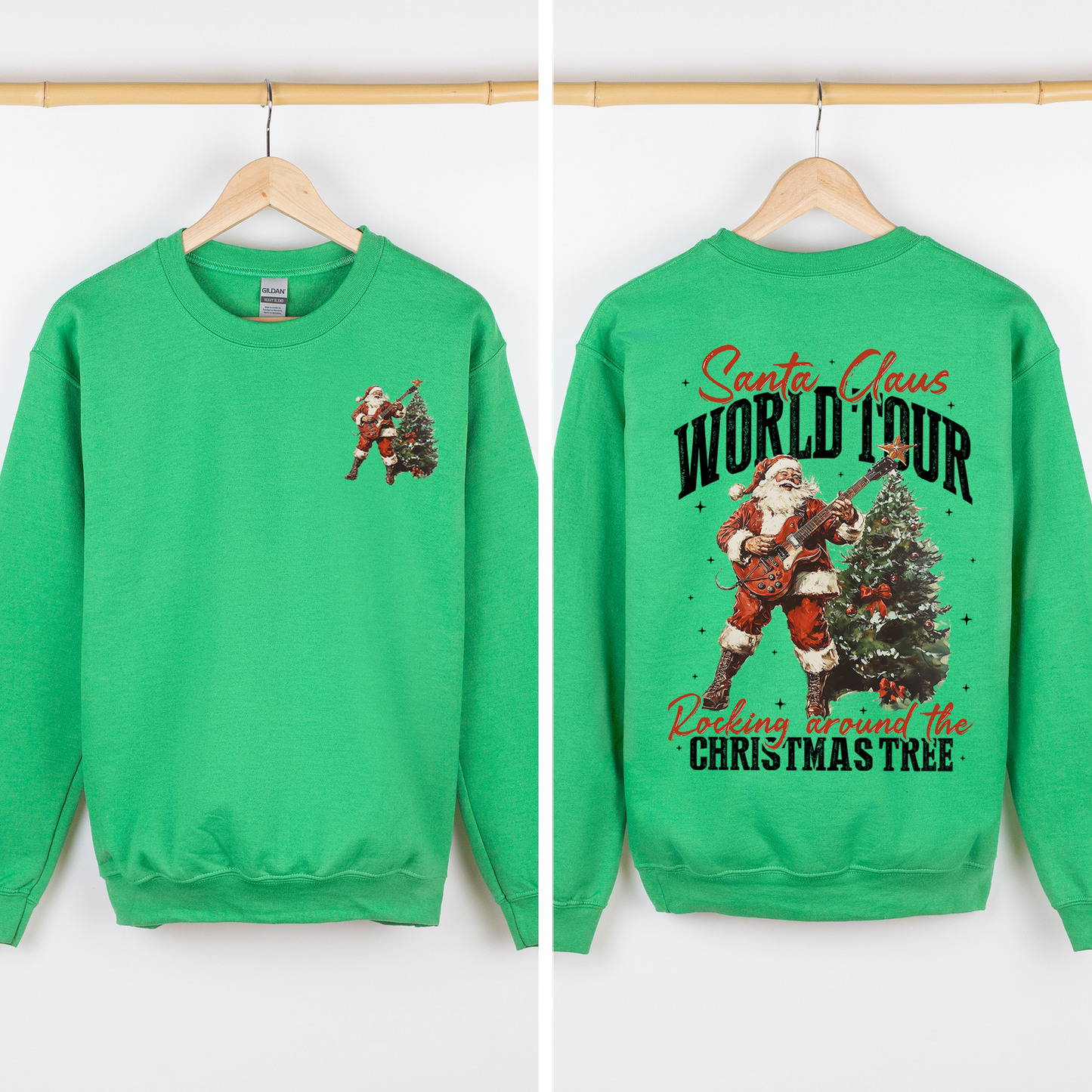 Santa Claus World Tour, Rocking Around The Christmas Tree, Retro, Front and Back Sweatshirt