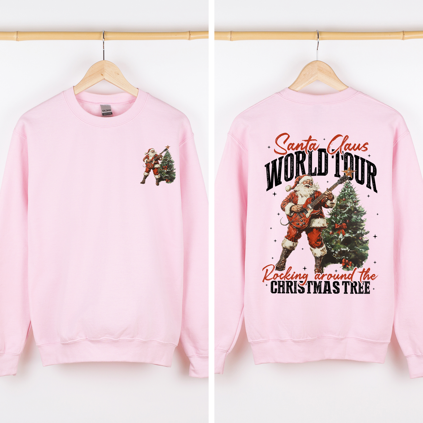 Santa Claus World Tour, Rocking Around The Christmas Tree, Retro, Front and Back Sweatshirt