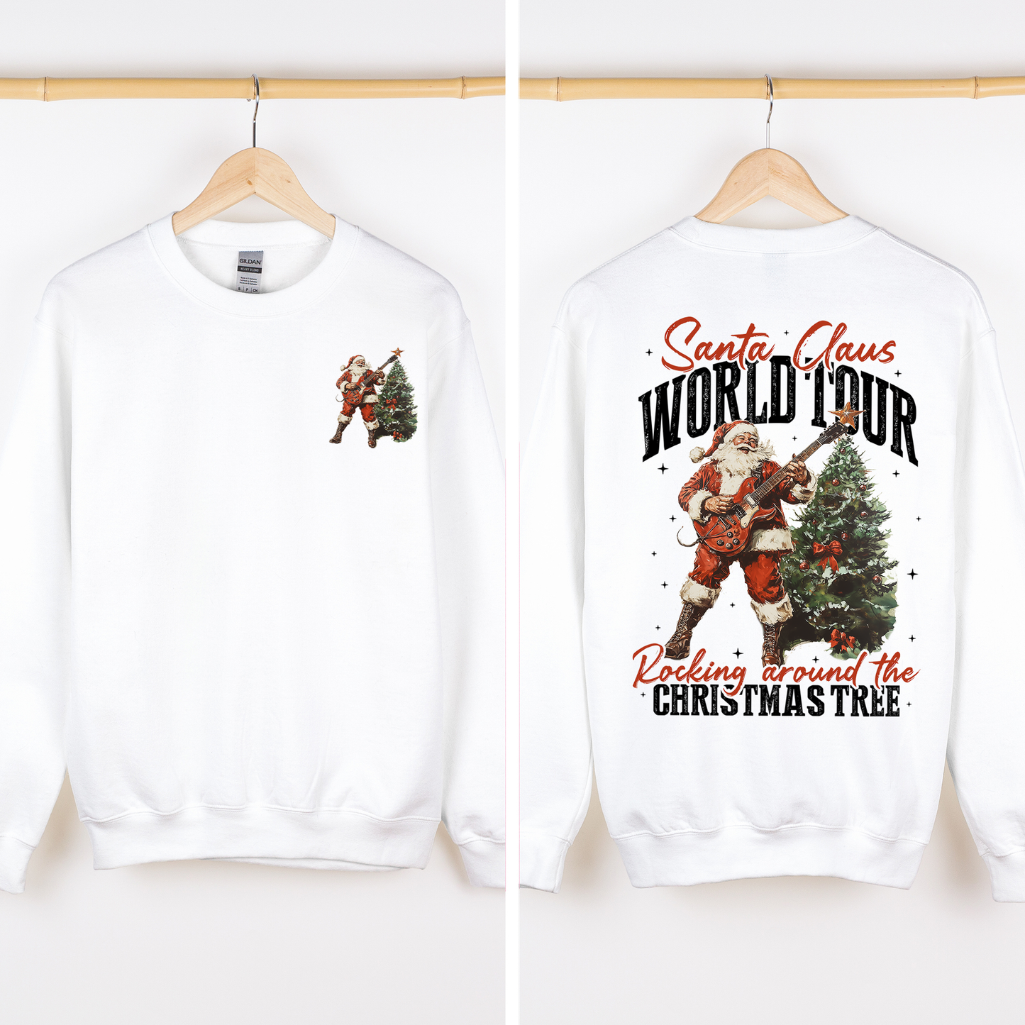 Santa Claus World Tour, Rocking Around The Christmas Tree, Retro, Front and Back Sweatshirt
