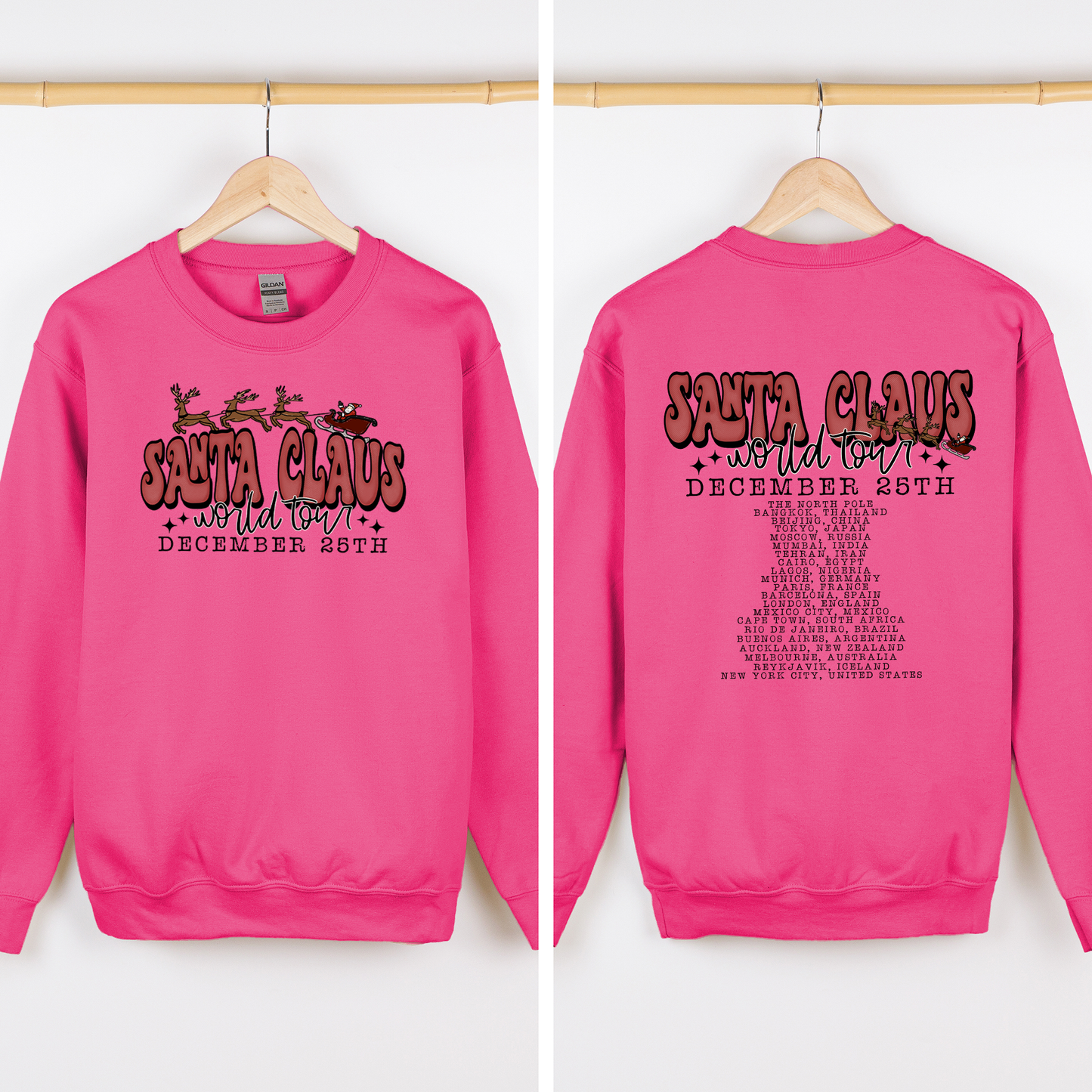 Santa Claus, World Tour, The North Pole, December, Christmas, Retro, Band, Sweatshirt