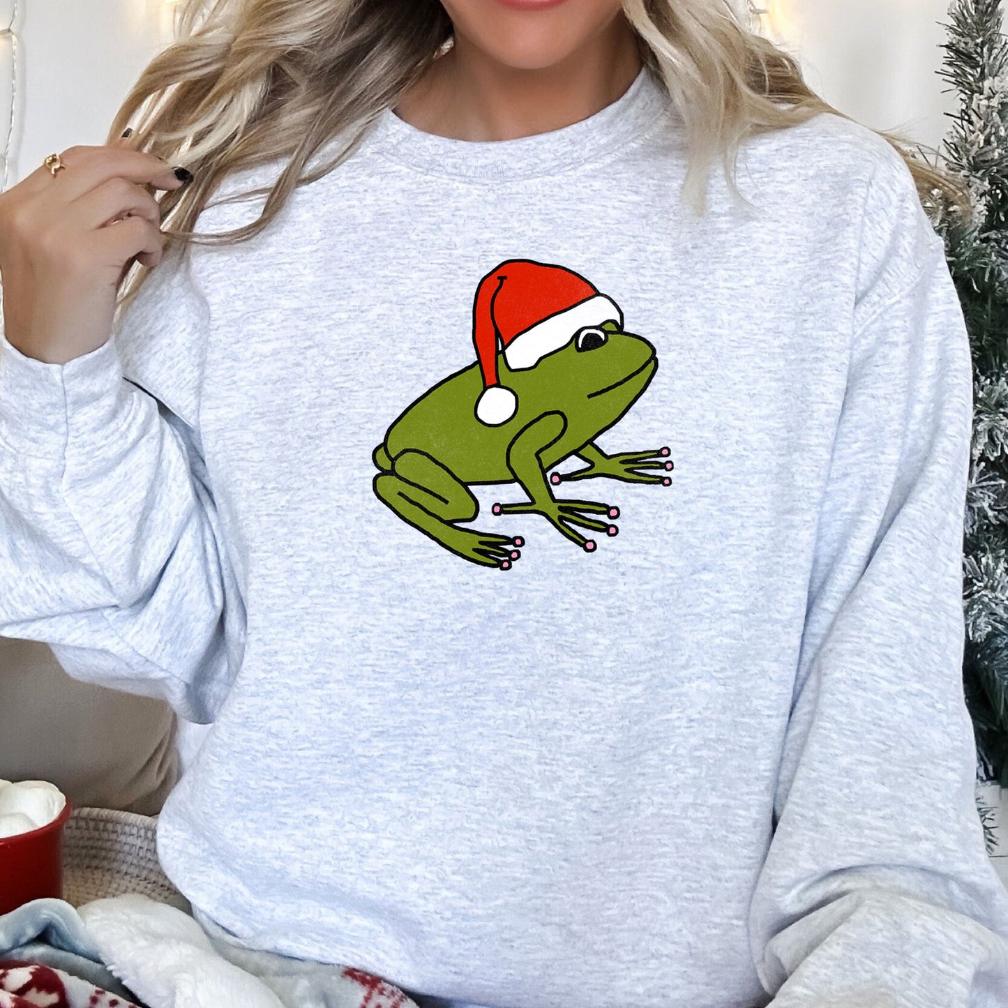 Santa Frog, Christmas, Retro Toad Sweatshirt