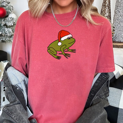 Santa Frog, Christmas, Retro, Trend, Toad, Comfort Colors Tshirt