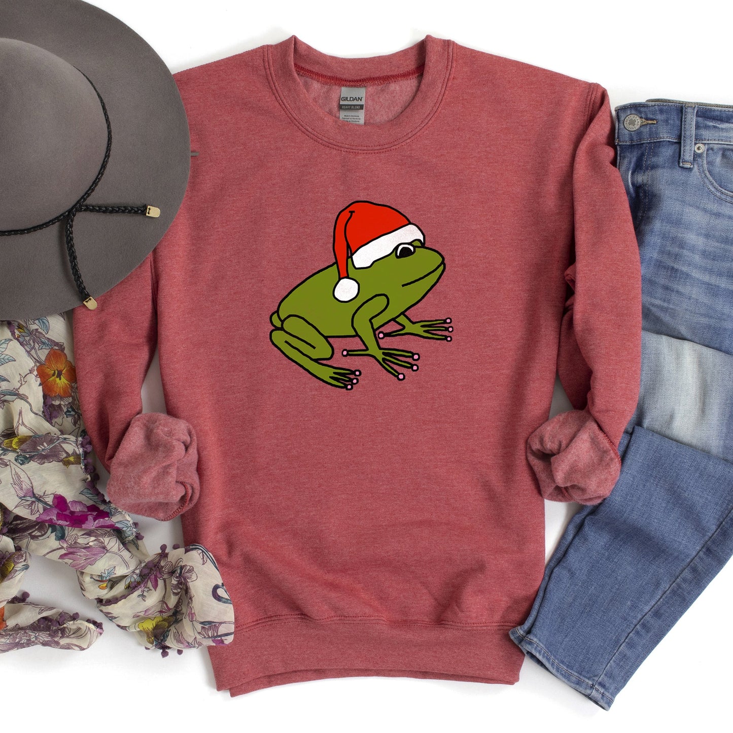 Santa Frog, Christmas, Retro Toad Sweatshirt