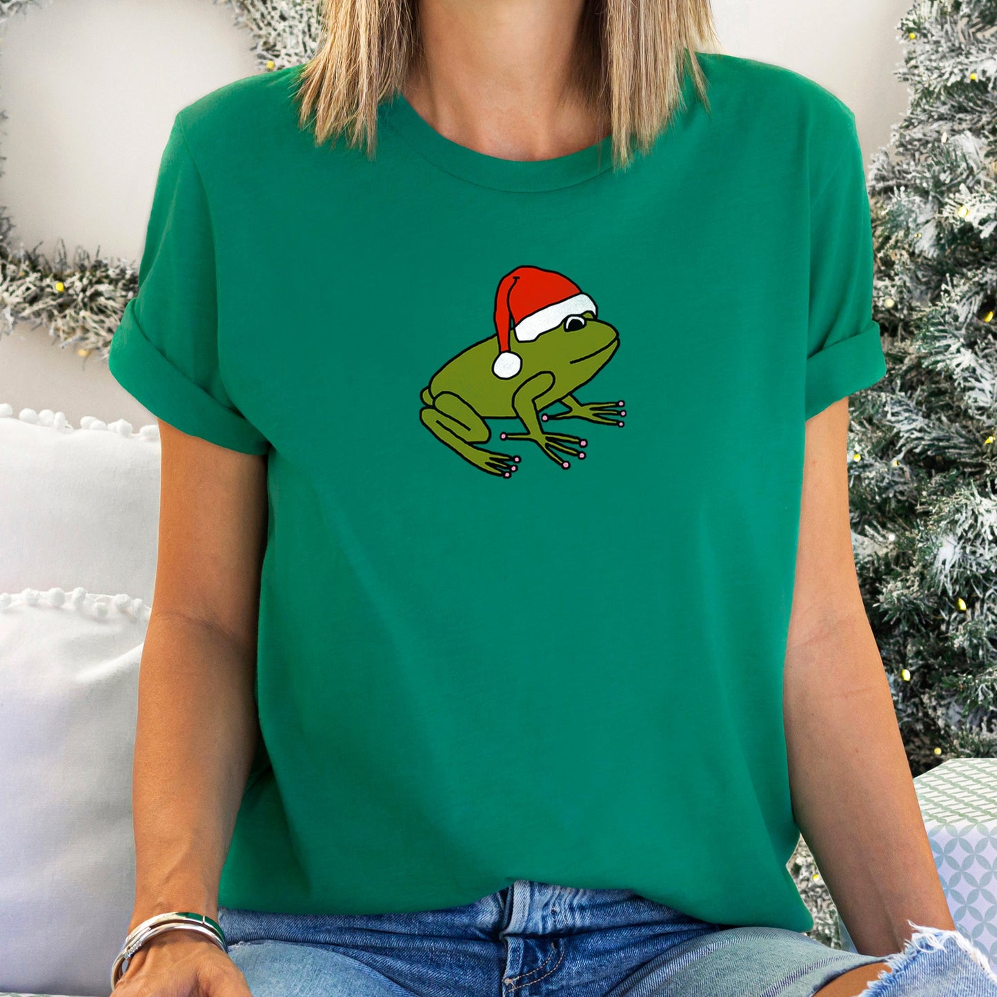 Santa Frog, Christmas, Retro, Trend, Toad Super Soft Tees