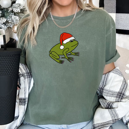 Santa Frog, Christmas, Retro, Trend, Toad, Comfort Colors Tshirt