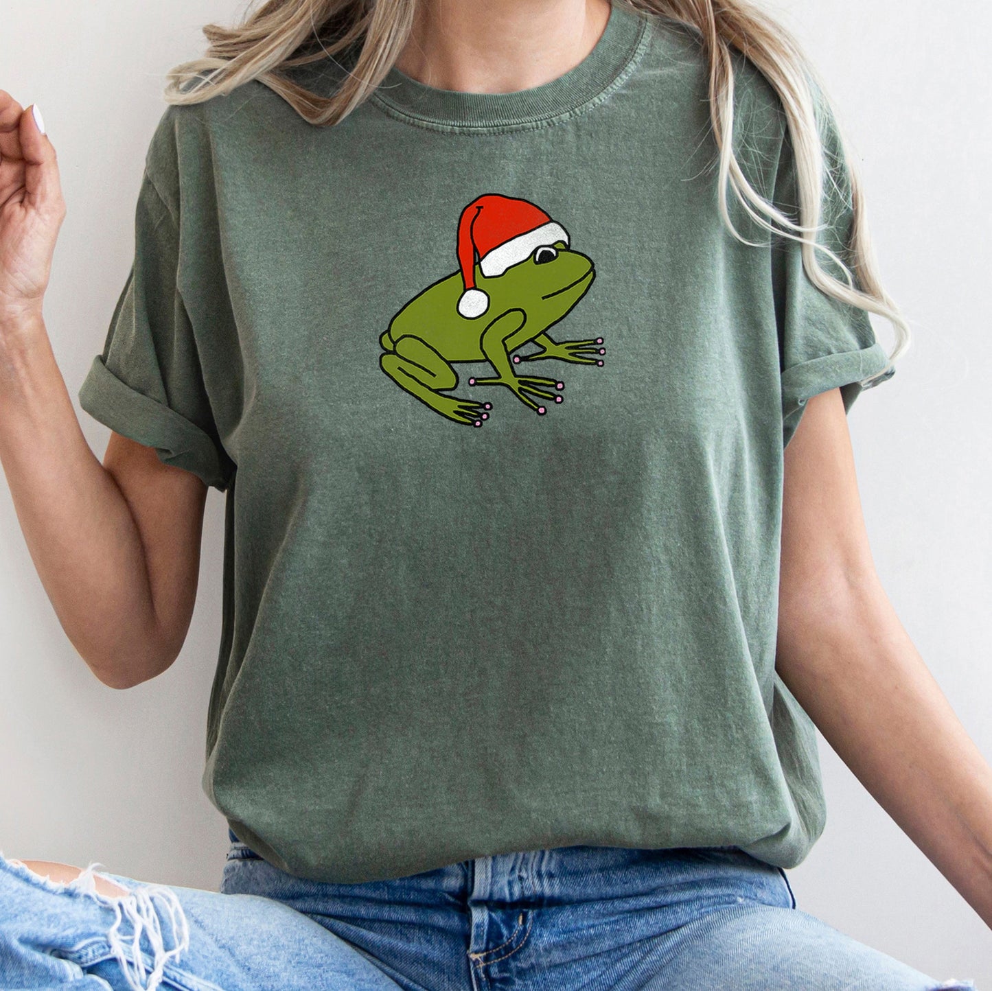 Santa Frog, Christmas, Retro, Trend, Toad, Comfort Colors Tshirt
