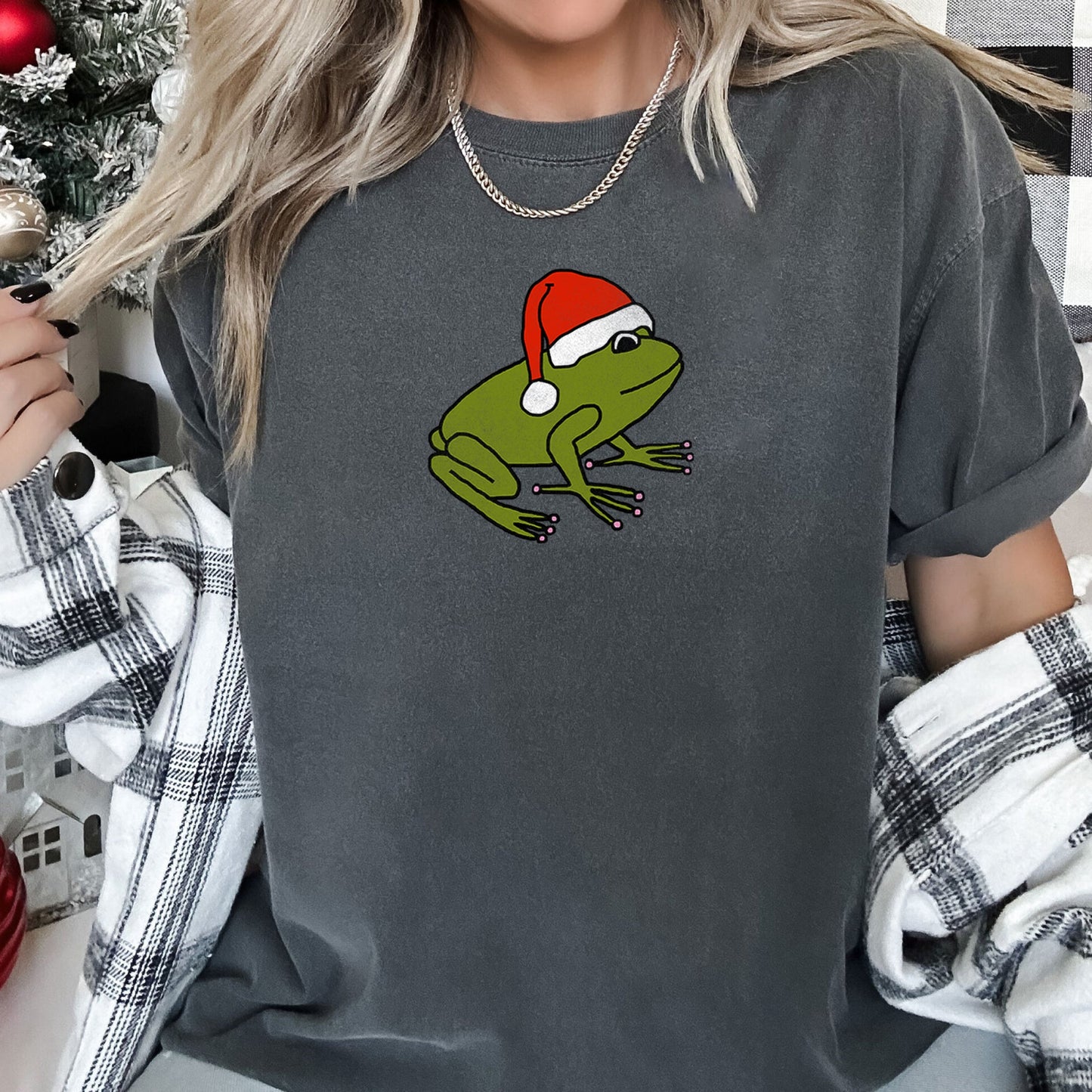 Santa Frog, Christmas, Retro, Trend, Toad, Comfort Colors Tshirt