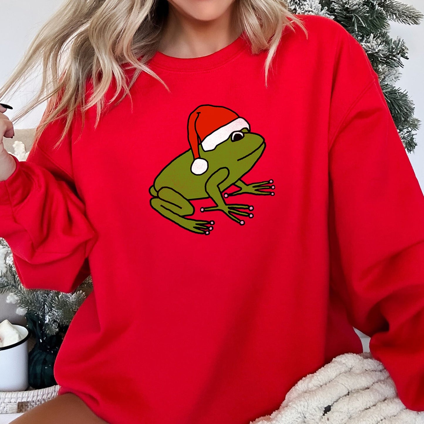 Santa Frog, Christmas, Retro Toad Sweatshirt