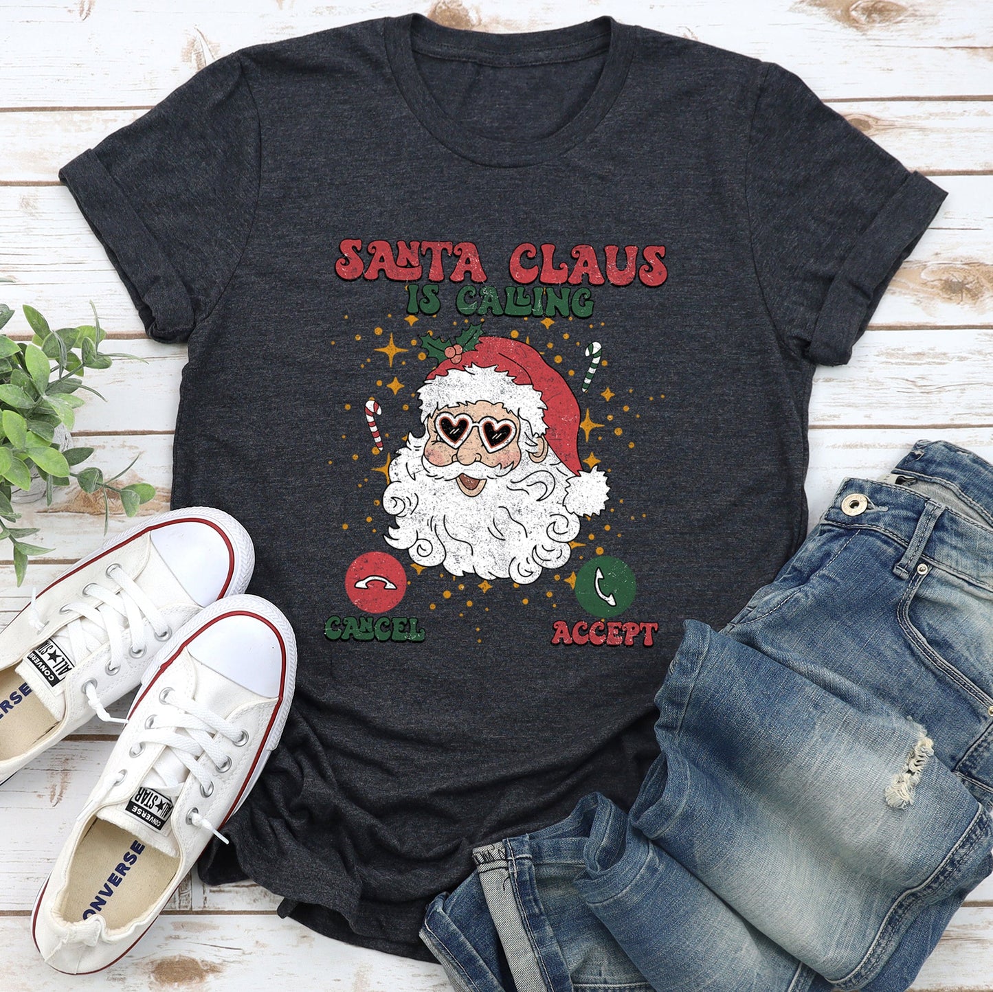 Santa Is Calling, iPhone, Android, Cell Phone, Christmas Super Soft Tees