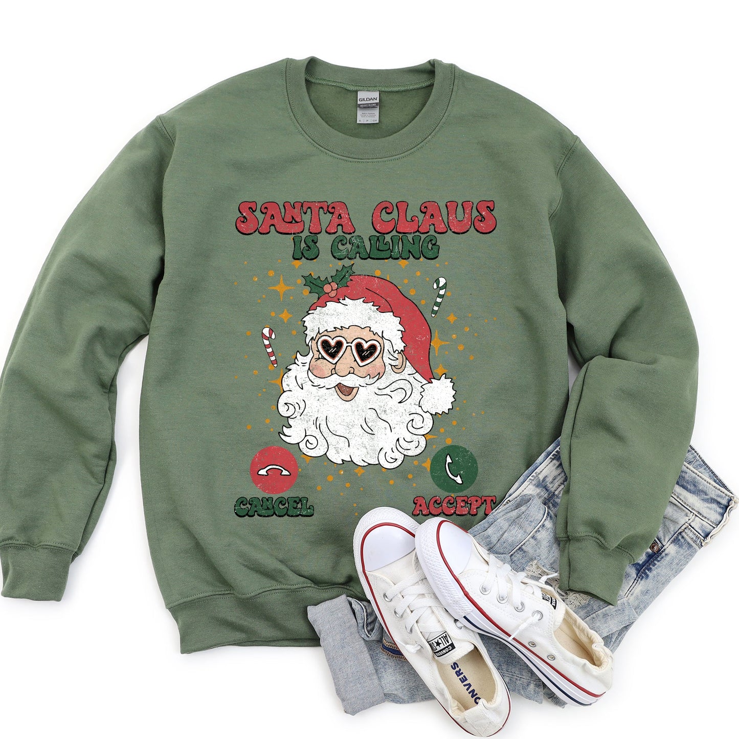 Santa Is Calling, iPhone, Android, Cell Phone, Christmas Sweatshirt