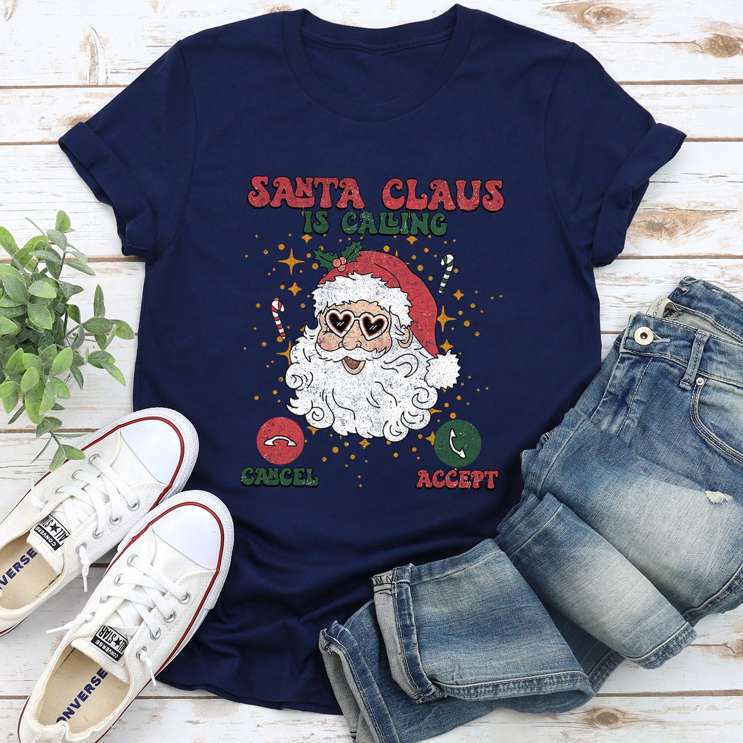 Santa Is Calling, iPhone, Android, Cell Phone, Christmas Super Soft Tees