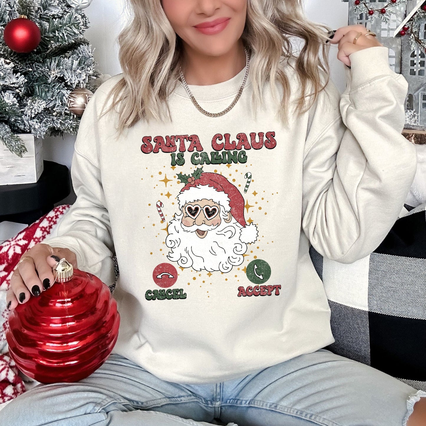 Santa Is Calling, iPhone, Android, Cell Phone, Christmas Sweatshirt