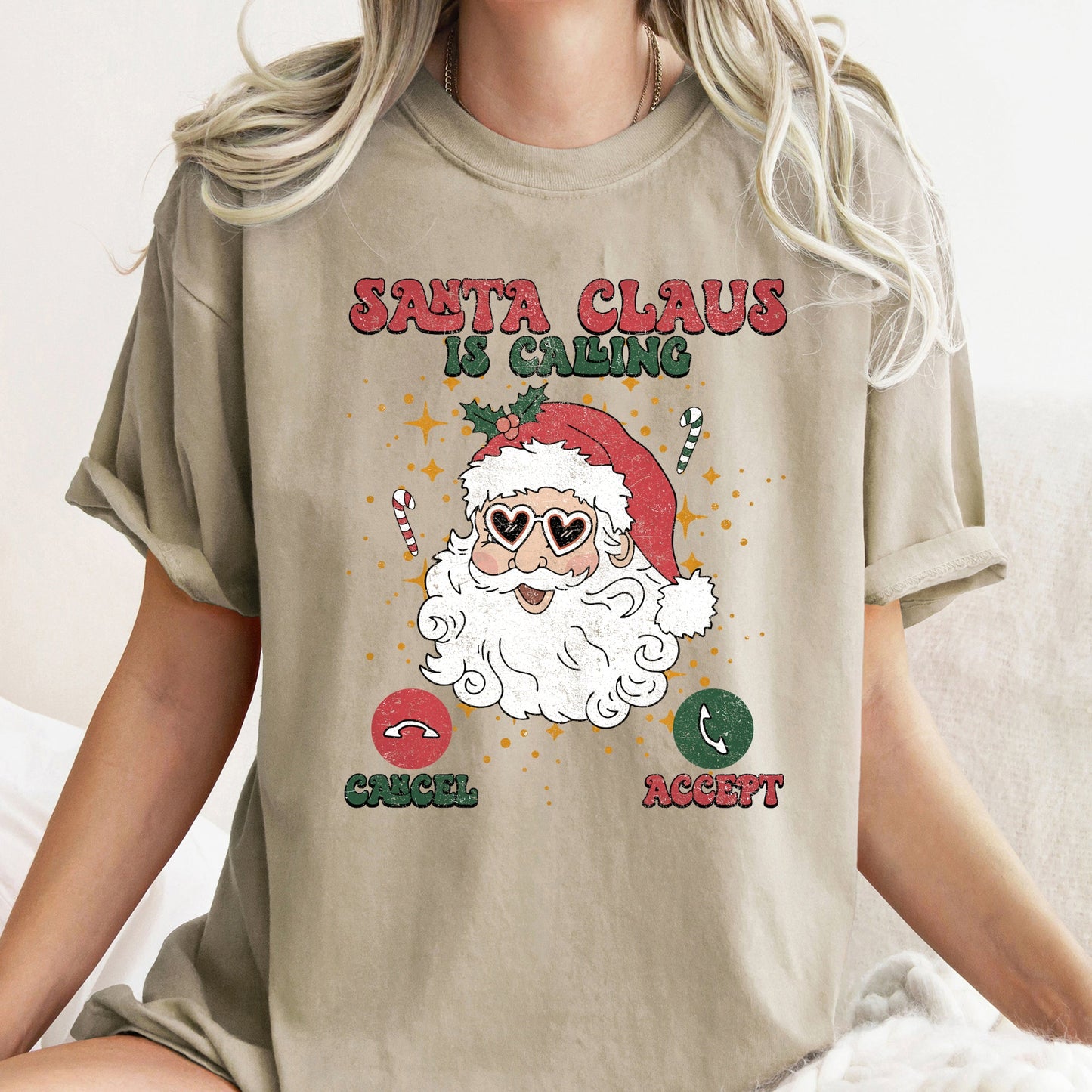 Santa Is Calling, iPhone, Android, Cell Phone, Christmas, Comfort Colors Tshirt