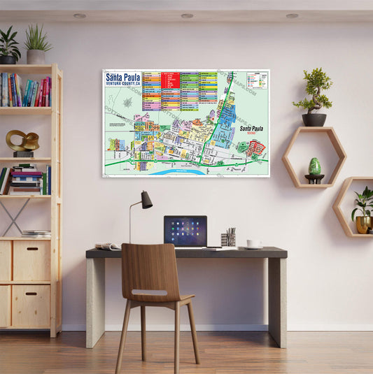 Santa Paula Map, Ventura County, CA - POSTER PRINTS