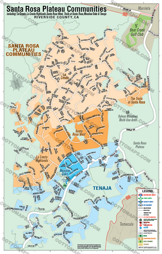 Santa Rosa Plateau Communities - La Cresta Map, Riverside County, CA - POSTER PRINTS