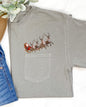 Santa Sleigh, Reindeer, Pocket, Christmas, Snow, Winter, Xmas Pocket Tee Comfort Colors T-Shirt