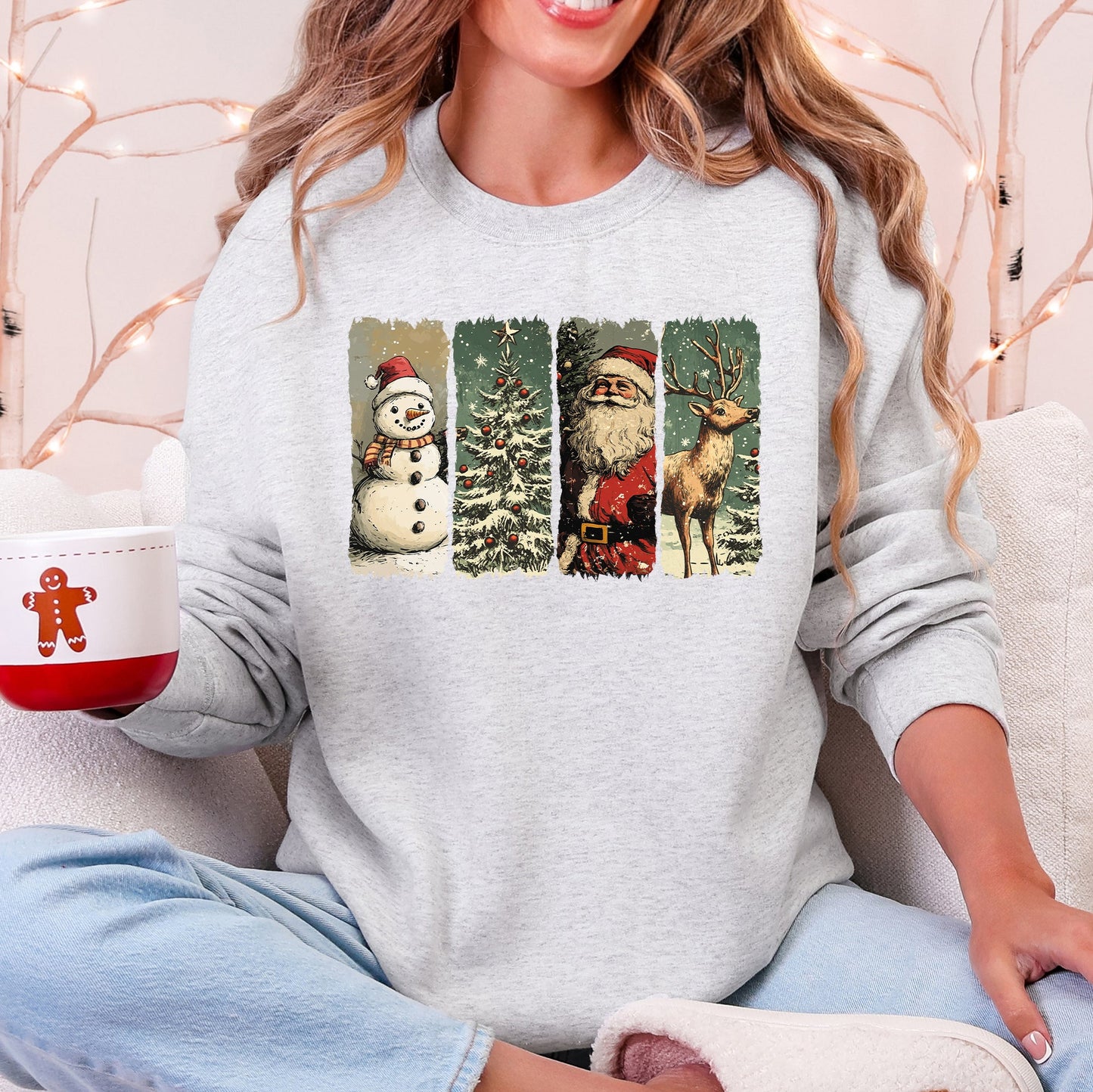 Santa, Snowman, Christmas Tree, Reindeer Sweatshirt