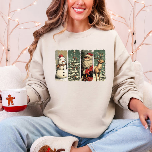 Santa, Snowman, Christmas Tree, Reindeer Sweatshirt