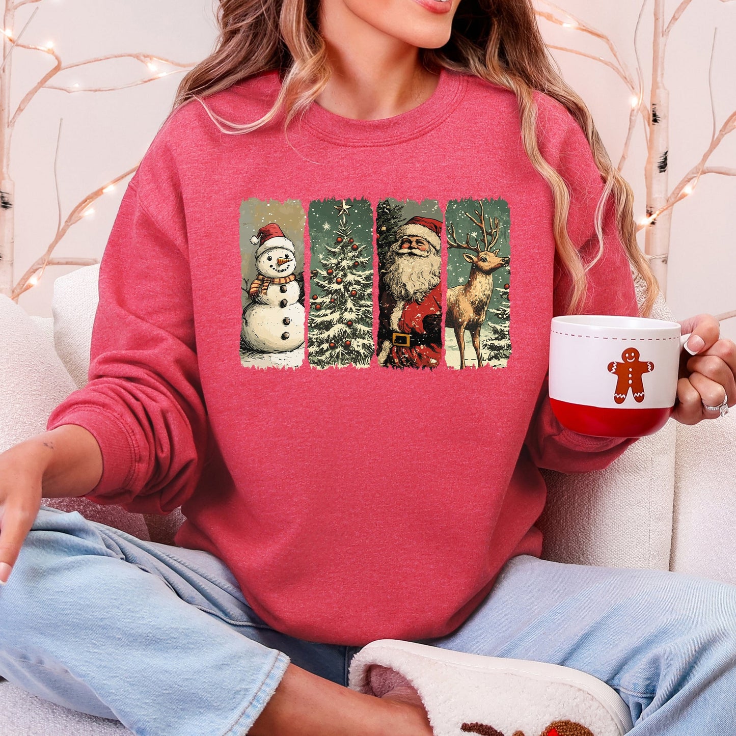 Santa, Snowman, Christmas Tree, Reindeer Sweatshirt