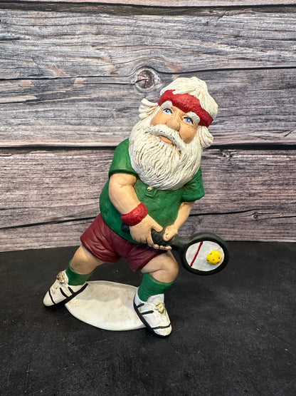 Ceramic Santa Playing Pickleball Figurine