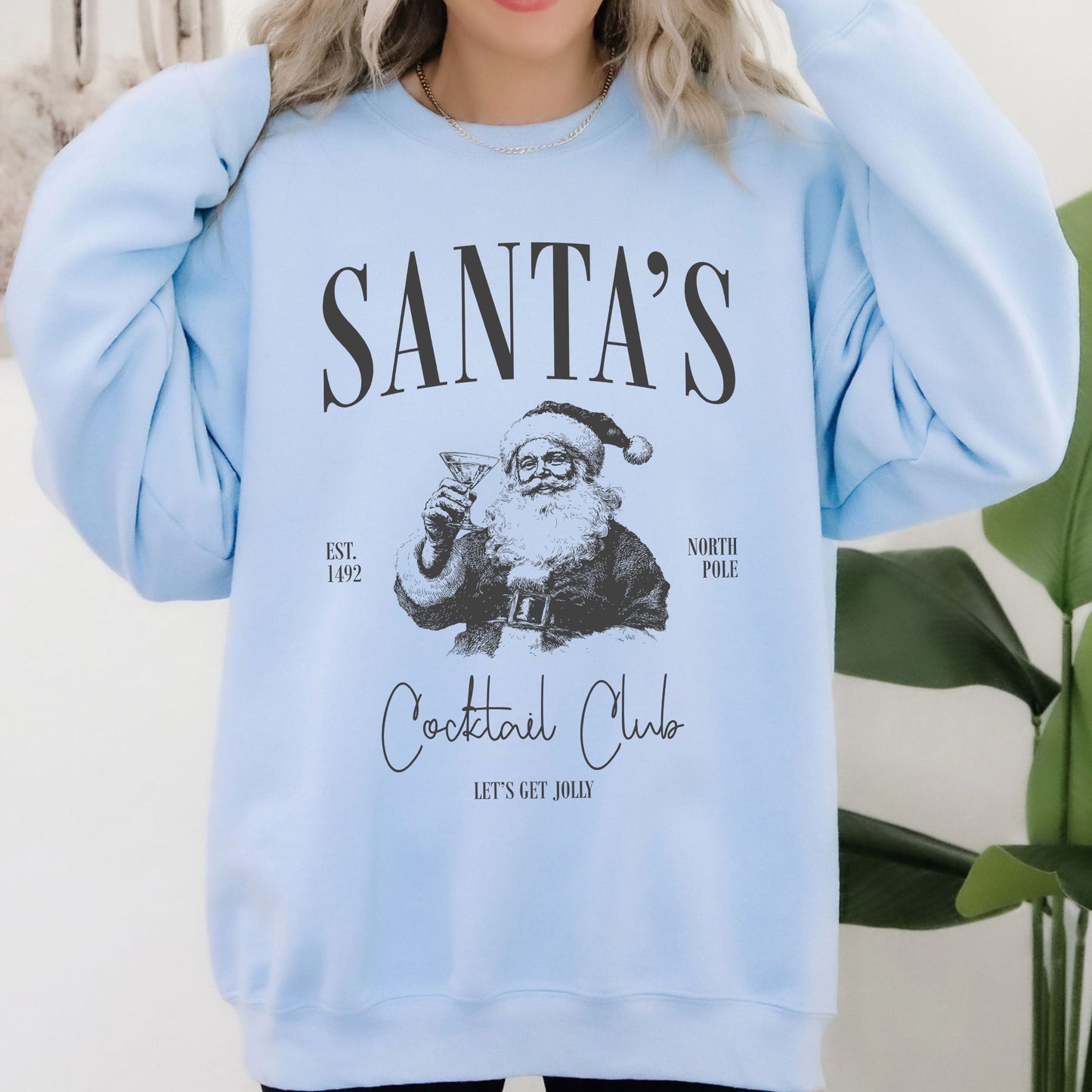 Santa's Cocktail Club, Merry Christmas, Bougie, Coquette Sweatshirt