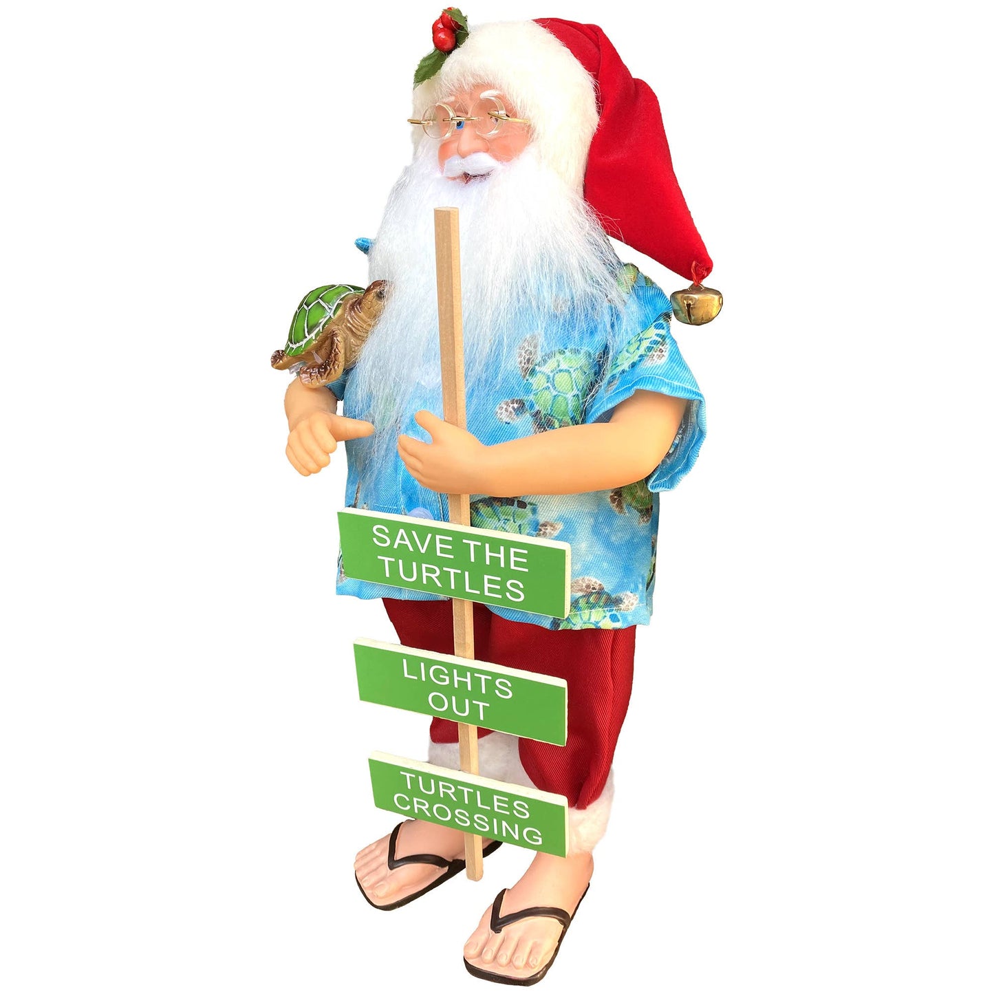 15" Save the Turtles Claus with Sign and Sea Turtle