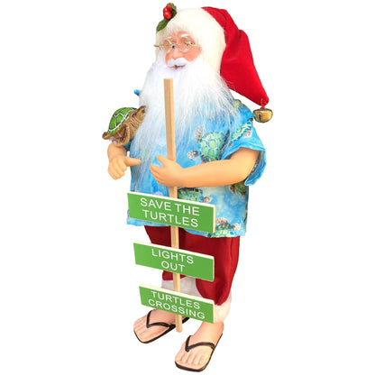 15" Save the Turtles Claus with Sign and Sea Turtle