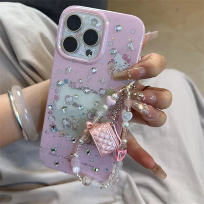 Flowers Hello Kitty Bling Glitter Pink Phone Case